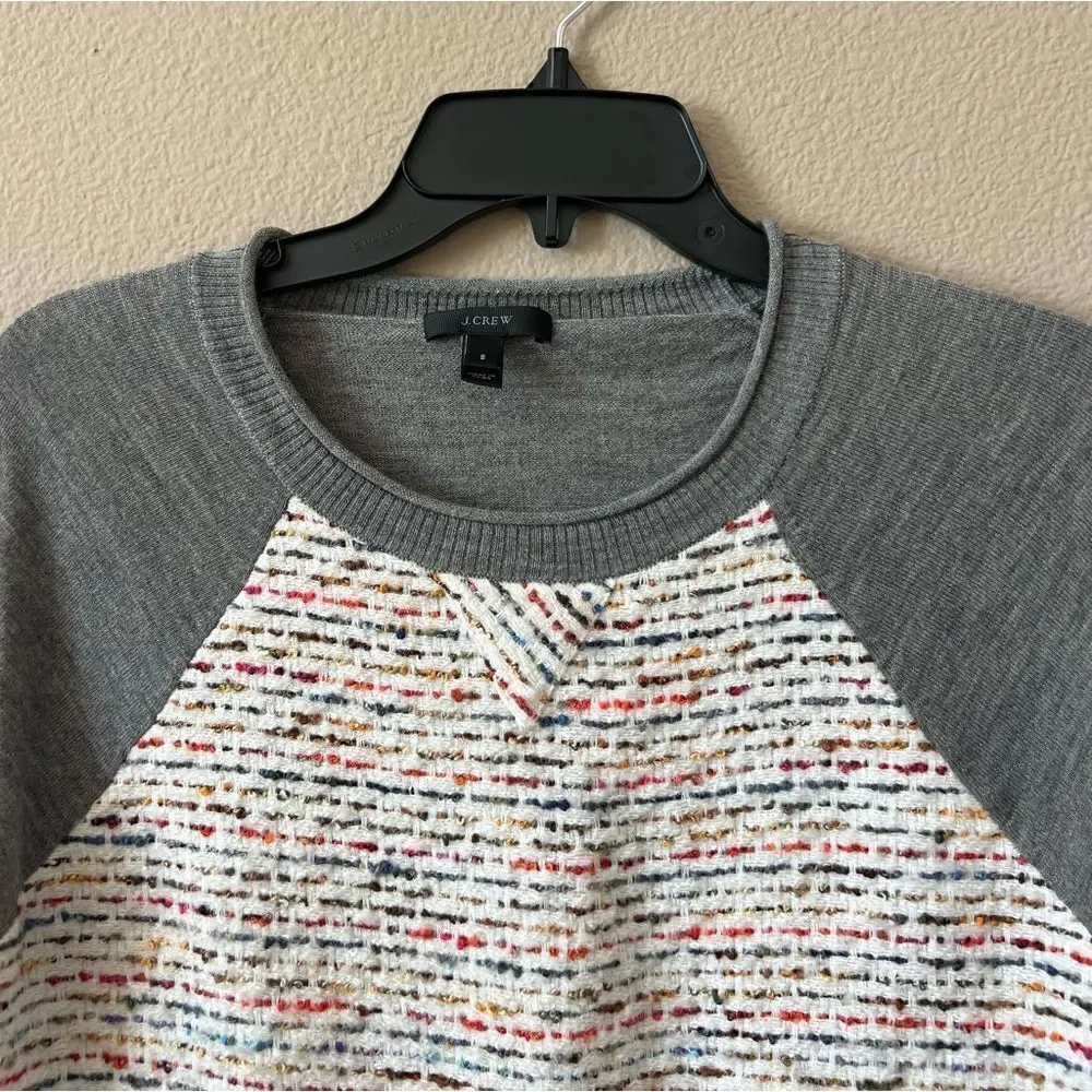 J. Crew Tweed Front Merino Wool Sweater Top